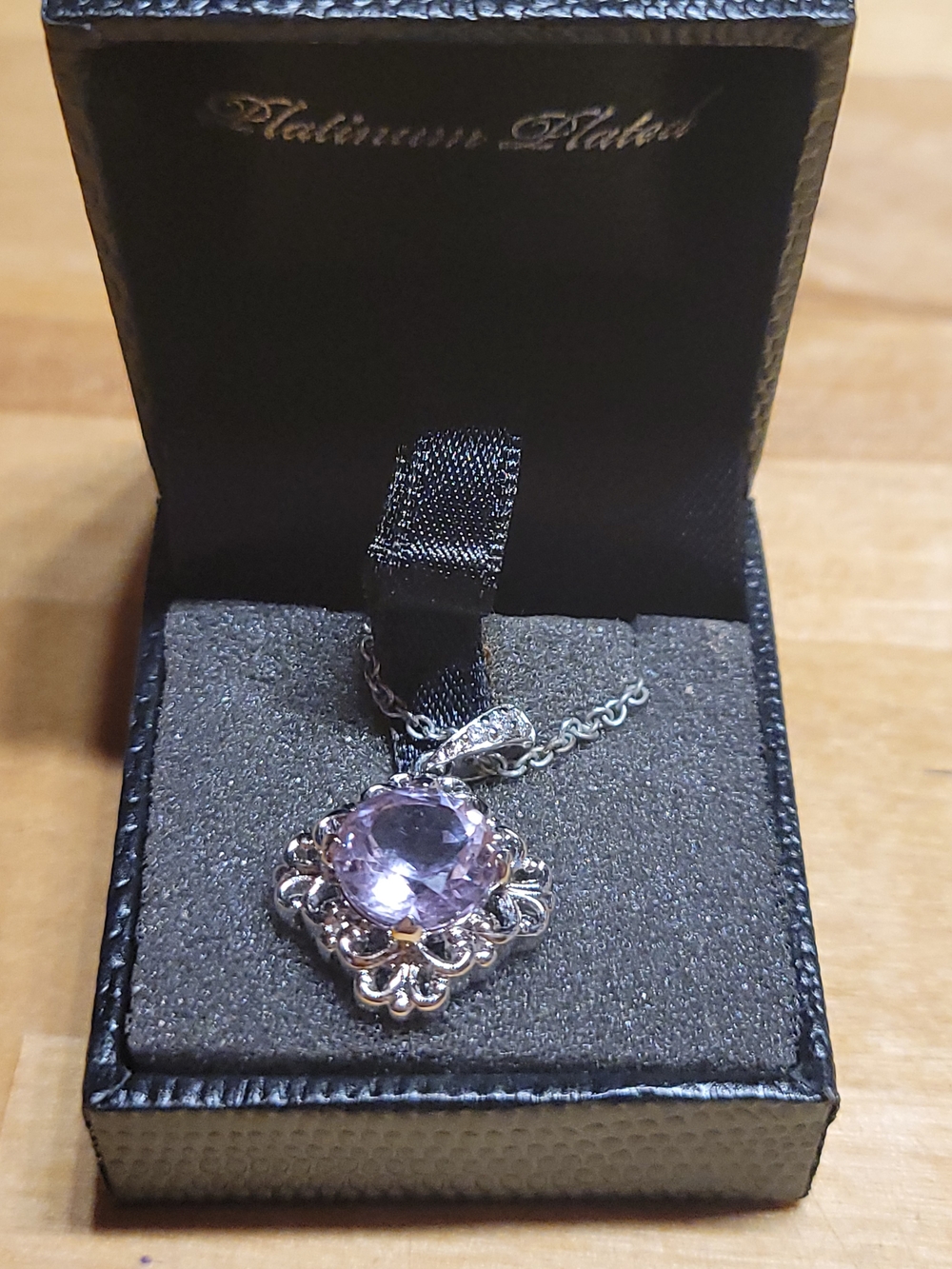 Gold Coast Platinum Plated Purple  Pendant Necklace